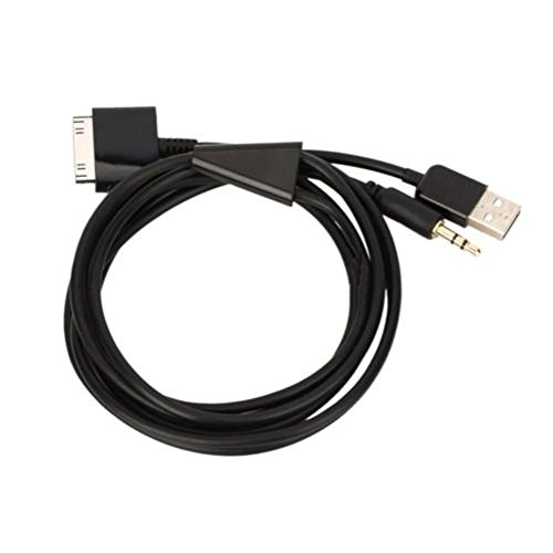 SAMTECH 30pin Dock Connector To USB And 3.5mm Audio AUX (Auxiliary) and Sync Cable Dock USB Charge/Sync Connector For IPod (Except IPod Shuffle), IPhone, Ipad (Black)