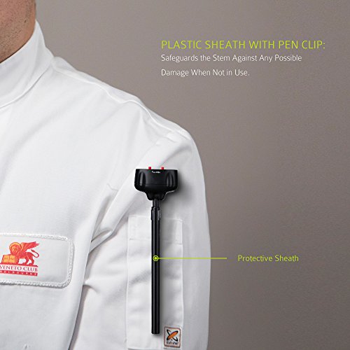 Topop 180 Grad Drehbare Digital Haushaltsthermometer Küchen einfach lesen, 4,8 “ Edelstahl-Messfühler Thermometer mit Auto-off und bequemen Kunststoffmantel mit Pen-Clip für Fleisch, BBQ, Grill, Milch, Süßigkeiten und Badewasser - 4