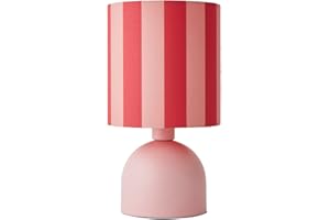 ValueLights | Miley Pink Stripes Drum Lamp Shade Pale Pink Table Lamp with LED Bulb | Table Lamps, Home Décor & Improvement Essential | Included LED Bulb