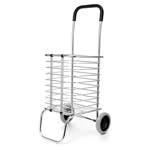 Vepson Grocery Shopping Portable Basket Aluminium Folding Trolley Cart