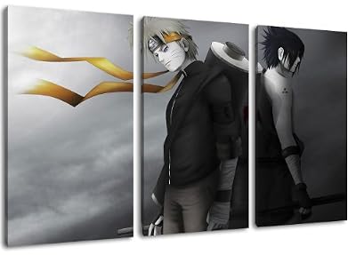 Dream-Arts Naruto et Sasuke image, 3 pièces sur toile (taille totale: 120x80 cm), art de haute qualité d'impression comme une fresque. Moins cher qu'une peinture à l'huile! ATTENTION NO affiche!