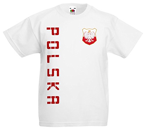 Polen Polska Kinder EM 2016 T-Shirt Trikot Name Nummer (Weiß, 104)