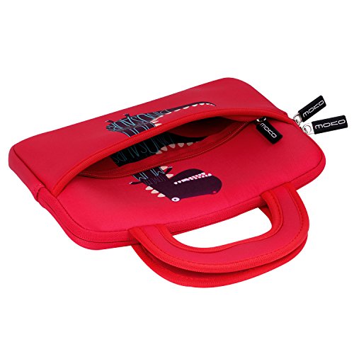 MoKo Universal 7-8 Zoll Tablet Tasche – Neoprene Handtasche Tragetasche Aktentasche Wallet Bag für Lenovo Tab 2 A7-10 / A8-50 / Tab 2 A7-20, MediaPad M2 8″ / X2, iPad Mini 4 / 3 / 2 / 1, Dinosaurier Rot - 3