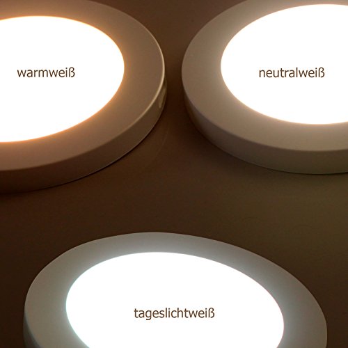 LED Panel 12W ultraslim Deckenleuchte rund Ø180mm mit integriertem Netzteil! warmweiß 3000K, extra flach 13mm, stufenlos dimmbar inkl. Montageleiste IP65 TÜV - 6