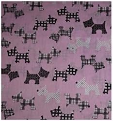 Pale Pink Scottie Dogs Print FQ PolyCotton Fabric - 1 x Fat Quarter