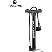 Rockbros Road Bike Tire Ball Inflator Pressure Gauge Air Pump (Black, Small)