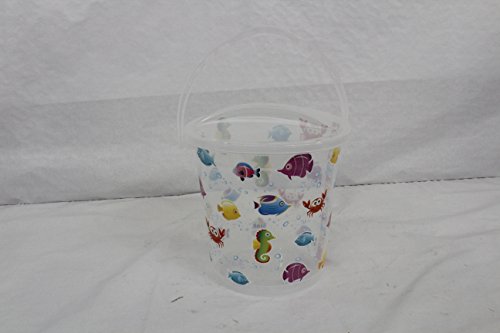 14L Bucket With Lid Ideal Camping Toilet, Nappy Bin (aqua clear with fishes)