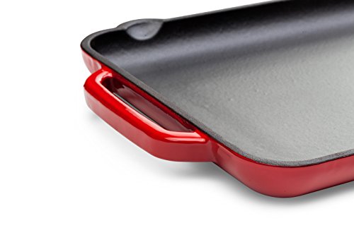 Tivoli / BBQ Grill / aus Gusseisen / Rechteckig / Grillplatte / Rot / 32,5 x 22 cm / Geeignet für Induktion / Plancha / - 2