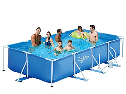 Summer Escapes Frame Pool 427x244x91cm Rahmen Swimming Pool Familien Schwimmbad mit Filterpumpe