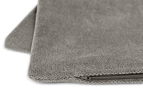 Hochwertige Kissenhülle mit samtig-weichem Chenille-Touch und dezentem Design – erhältlich in 14 modernen Farben und 3 verschiedenen Größen, 60×60 cm, silber - 6