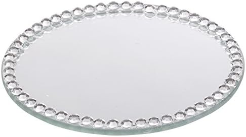 Round Diamond Mirror Plate Diamanté &amp; Pearl - Choice of 3 Sizes (Diamante, Small - 10cm)