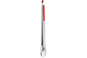 UPTALY Pince à griller extra longue de 45 cm (1 pièces, rouge), Pince à barbecue en acier inoxydable avec manche long, Pince à nourriture de grande taille, Pince à steak épais, Pince de cuisiner