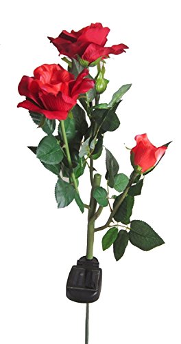 ANKKO Solarbetriebene künstliche Rose Blumen LED Leuchten Garten Landschaft Decor - Rot
