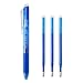 Produktbild Ezigoo Kugelschreiber Radierbar Blau – Tintenroller mit einziehbarer 0,7mm Mine (Set mit 1 Stift und 3 Ersatzminen) – 9BL808 …