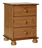 Madera de pino escandinavo. NJA Furniture Copenhagen - Mesilla de noche (3 cajones, 58 x 44 x 39 cm, madera de pino)