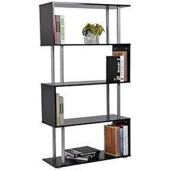 Homcom Bibliothèque étagère Design Contemporain en S 4 Niveaux 80L x 30l x 145H cm Coloris Noir