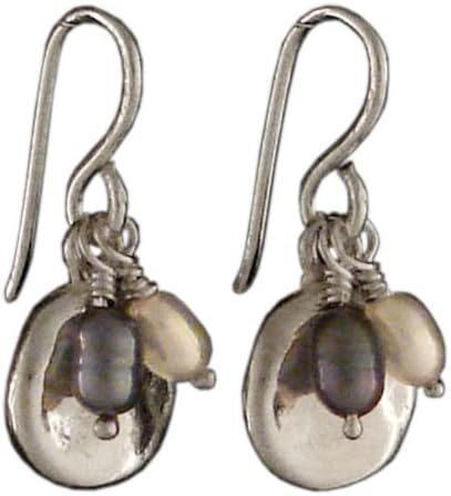 Handmade 925 Sterling Silver Round Dangle Earrings with Freshwater Pearls with Free Gift Packaging by Otis Jaxon