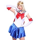 Sexy 5tlg Cosplay Sailor Venus Kostuem Schulmaedchen-Matrose Uniform Cosplay