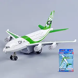 XuBa Kids Mini Colorful Alloy Sound Light Pull Back Modeling Airplane Green