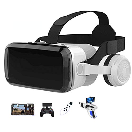 AYI 3D VR glasses, Head-mounted Virtual reality glasses, Suitable for 3.5-6.0 inches iPhone/Android Mobile phone,black+white,Package8