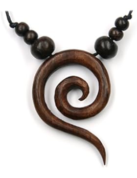 Spirale Schmuck Anhänger Holz Länge: 4.5cm Kette inkl. Textilband