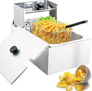 Abhsant Electric fryer, 6L electric deep fryer,2500W Deep Fryer stainless steel with removable lid and temperature controller Professional Restaurant Grade Fryers for Food Cooking & French Fries