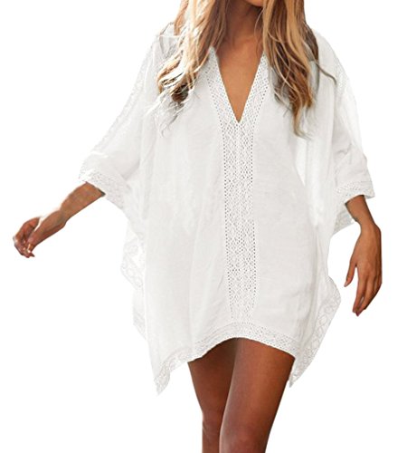 Hikong Sexy Robe de Plage Chemise Boheme Chic Bikini Cover Up Caftan Sarong Wear Maillot de Bain Grande Taille Tops été
