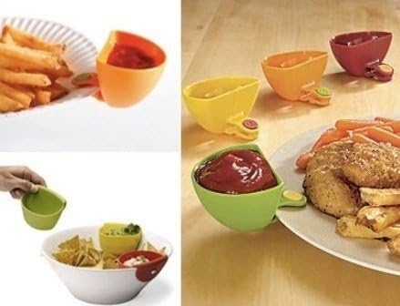 GUOGUOD 4 x Cup Capacity Tiered Stand Dip Clip Ketchup Saucer Clamps Serving Condiments Bowl
