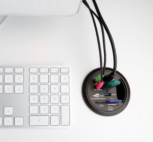 Xystec Tisch-Kabeldose 80 mm, USB-3.0-Hub, Card-Reader, Audioanschluss - 2