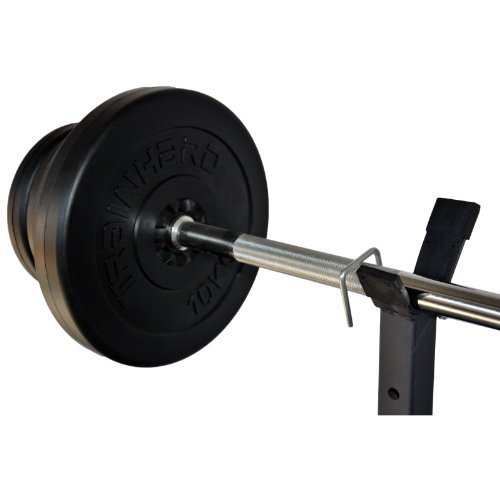 TrainHard Kraftstation Fitnesscenter Hantelbank schwarz/rot mit 1,6m Langhantelstange und 25kg Hantelscheiben - 6