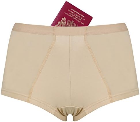 Women’s Pickpocket Proof Boy Shorts 2 Pack (Beige) (Medium)