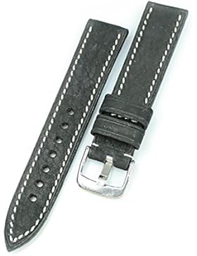 RIOS1931 Uhrenarmband Vintage 190 Used-Optik Schwarz Bandanstoss 18 mm