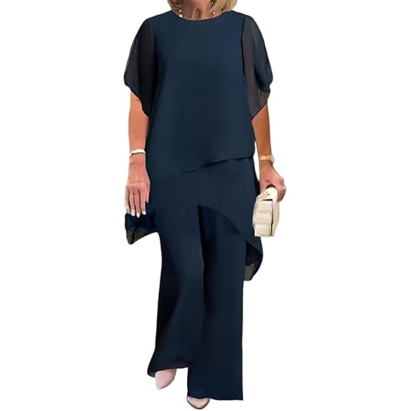 Completo 2 Pezzi Donna Con Top In Pizzo E Pantaloni Vita Alta – Elegante Per Matrimoni E Serate, Taglie Alla Moda