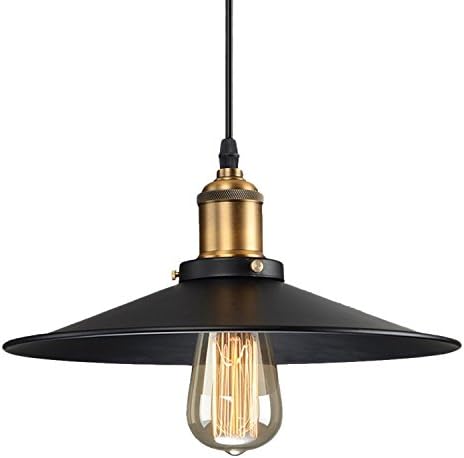 Asvert Vintage Pendant Light Small Retro Industrial Lighting Iron Metal Shade with Antique Brass Base Ceiling Hanging Lamp for Dinning Room Restaurant Bar Bookstore Hallway, Edison E27 Lamp
