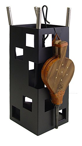 Imex El Zorro 10045 Kamin-Zubehörset, quadratisches Design, rostfrei, inklusive Blasebalg, 50 x 20 x 20 cm, Schwarz