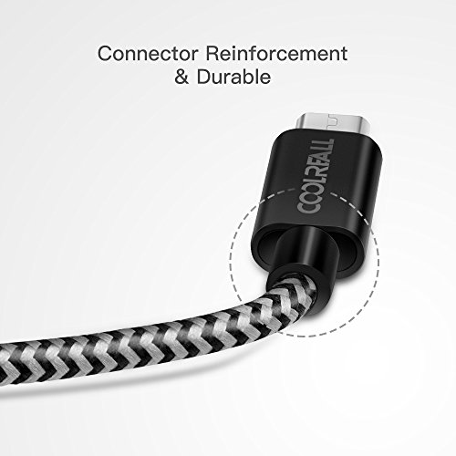 Micro USB Kabel Nylon[2-Pack] Coolreall USB Ladekabel für Samsung, HTC, Nexus, LG, Motorola, Sony, Android Smartphones und weitere,Schwarz(1m,1.8m) - 4