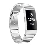 BZLine Armband | Neue Mode Edelstahl Ersatz Uhrenarmband | Für Fitbit Charge 3 Gesundheits und Fitness-Tracker | Handgelenkgröße: ca. 135-208 mm | Bandlänge: 182mm