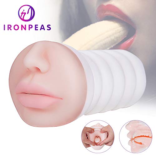 Ironpeas Masturbieren Männer Taschenmuschi Masturbator 3D Realistisch Mund mit Zunge und Zähne Wasserdicht Sexspielzeug für Männer