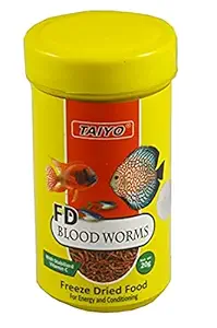 Taiyo Freeze Dried Bloodworms for Betta and All Other Tropical Fishes & Cichlid - High Protein Source Rich Food That is Best for Your Wet Pets. (10g)
