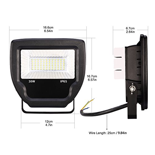 ProGreen NEUE Generation LED Flutlicht, schwarz, 30w, 3000k Warmweiß, 2500lm, wasserdicht IP65, nicht dimmbar, LED Flutlichtstrahler, Außenstrahler, LED Scheinwerfer, LED Außenleuchten [Energieklasse A++] (30w, 3000k Warmweiß) - 2