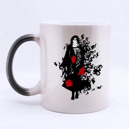 Japan Anime Cartoon Naruto Itachi Uchiha Akatruki Red Cloud Custom Morphing Coffee Mug Tea Cup 11 OZ Office Home Cup (Printed on two sides)