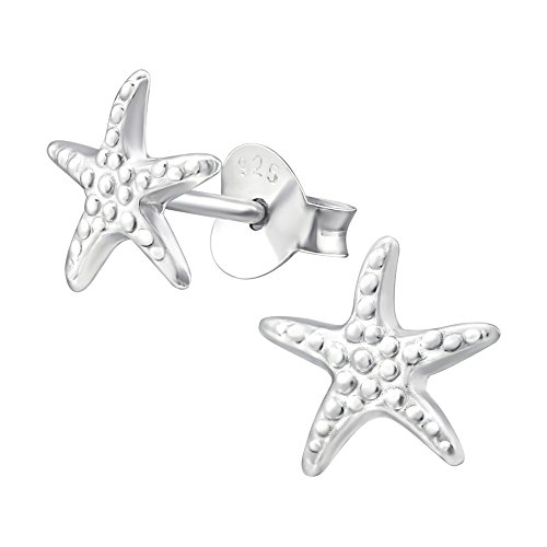Laimons Pendientes para mujer Estrella de mar Brillante Plata de ley 925