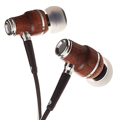 Symphonized NRG X Auricolari Premium in Vero Legno Cuffiette Stereo con Microfono e Controllo del Volume Headset con Isolamento Acustico, per Android e iPhone (Bianco e Nero)