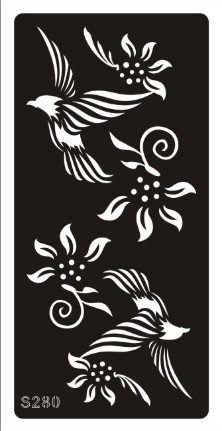 STENCILS TEMPLATES TATTOO Mehndi Stencill Henna Designs - single use S280 - suitable for Henna Tattoo Glitter Tattoo and Airbrush Tattoo