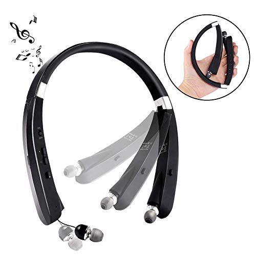 Auriculares Bluetooth Magnéticos, Cuello Colgando 4.1 Auriculares inalámbricos, Llamada HD,Calidad de Sonido HD, Micrófono con cancelación de Ruido, 20 h para los Deportes, Gimnasio, Viajes?Negra
