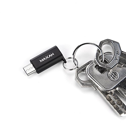 Micro USB auf TYPE C Adapter,MAXAH Type C Konverter Adapter Aluminium-Legierung Gehäuse,mit Schlüsselring 2er Set (Schwarz) - 5