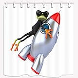 KOTOM Animal Cortinas de Ducha, Rana en Cohete Impermeable Tela de poliéster Cuarto de baño...
