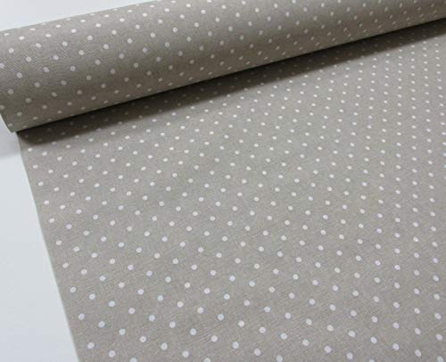 Confección Saymi Metraje 2,45 MTS Tejido loneta Estampada Ref. Motitas Blanco Fondo Culla, con Ancho 2,80 MTS.