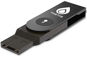 Thetis - Chiave di sicurezza FIDO2, design pieghevole in alluminio, USB (tipo A) per una protezione extra in Windows/Linux/Mac OS, Gmail, Facebook, Dropbox, SalesForce, GitHub, nero