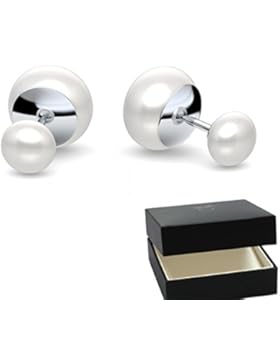 Perlenohrringe doppelt Silber 925 Doppelperle Ohrstecker ** hochwertige Süßwasser Bouton Perlen weiß** Stecker...